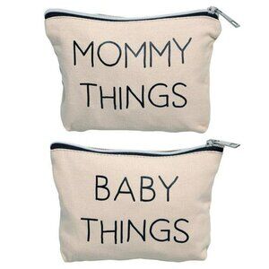 Mommy and Baby Canvas Pouch Set Travel Organizer Cosmetic Diaper Bag Case